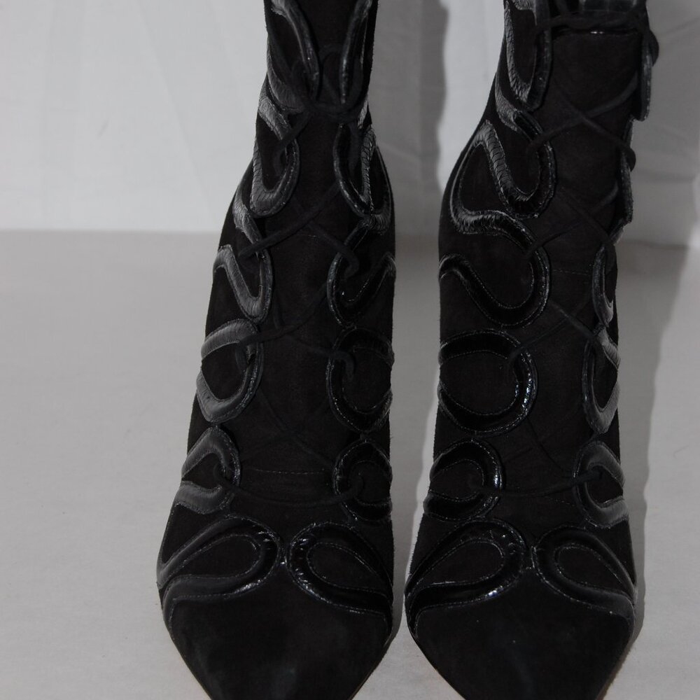 Alexandre Birman Black Suede Lace-Up Ankle Booties - Picture 3 of 13